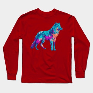 Geometeric Low Poly 3D Wolf Long Sleeve T-Shirt